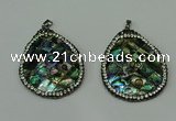 CGP308 35*45mm flat teardrop abalone shell pendants wholesale