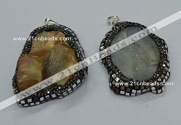 CGP3082 40*50mm - 45*55mm freeform druzy agate pendants