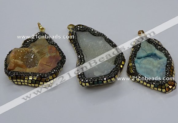 CGP3083 40*50mm - 45*55mm freeform druzy agate pendants