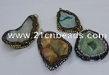 CGP3085 40*50mm - 45*55mm freeform druzy agate pendants