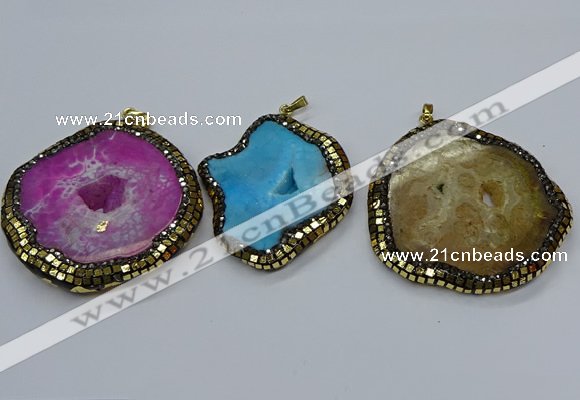 CGP3087 40*50mm - 50*65mm freeform druzy agate pendants