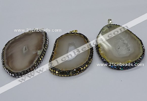 CGP3090 40*50mm - 50*60mm freeform druzy agate pendants