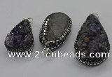 CGP3100 25*40mm - 30*65mm freeform plated druzy amethyst pendants