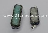 CGP3101 15*45mm - 15*55mm rectangle druzy agate pendants