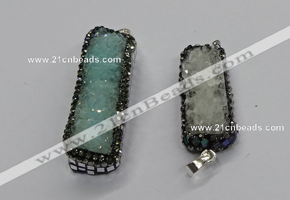 CGP3101 15*45mm - 15*55mm rectangle druzy agate pendants