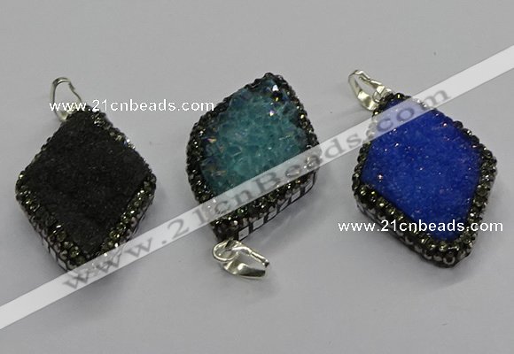 CGP3103 25*40mm diamond druzy agate pendants wholesale