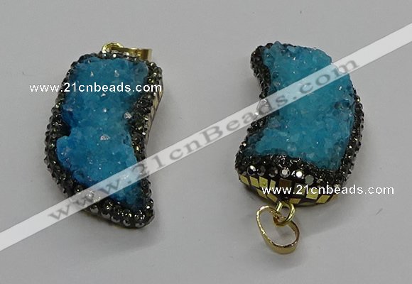 CGP3105 20*45mm horn druzy agate pendants wholesale