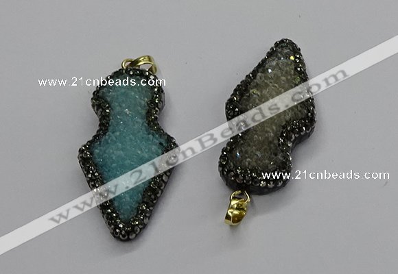 CGP3107 22*50mm arrowhead druzy agate pendants wholesale