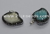 CGP3109 30*40mm heart druzy agate pendants wholesale