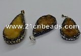 CGP3116 25*45mm - 30*50mm flat teardrop druzy agate pendants