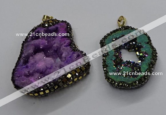 CGP3119 30*45mm - 40*55mm freeform druzy agate pendants