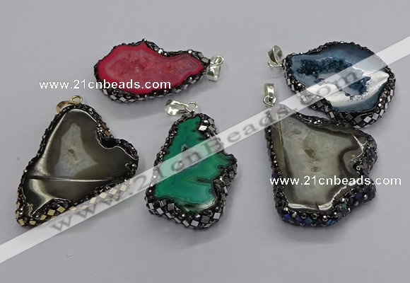 CGP3123 25*35mm - 40*50mm freeform druzy agate pendants