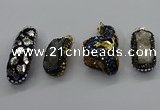 CGP3129 20*40mm - 25*45mm freeform druzy agate pendants