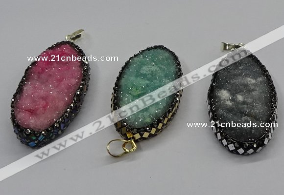 CGP3133 25*50mm - 25*55mm oval druzy agate pendants wholesale