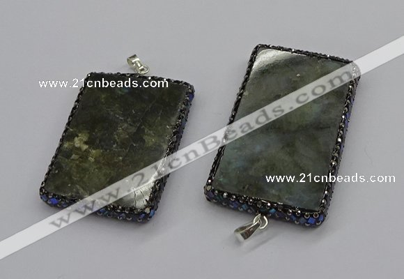 CGP3151 35*50mm - 40*60mm rectangle labradorite gemstone pendants