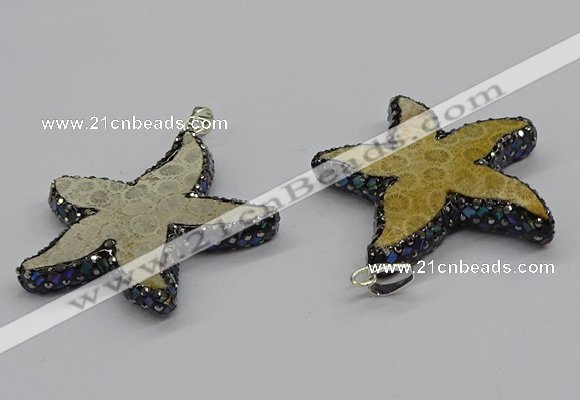 CGP3153 45*50mm starfish fossil coral pendants wholesale