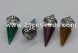 CGP3155 22*50mm faceted cone agate gemstone pendants wholesale