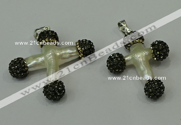 CGP316 25*35mm - 30*35mm cross pearl pendants wholesale