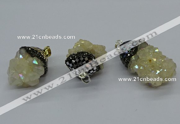 CGP3193 20*30mm - 25*40mm nuggets plated druzy quartz pendants