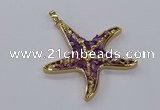 CGP3232 55*58mm starfish druzy agate pendants wholesale