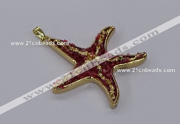 CGP3233 55*58mm starfish druzy agate pendants wholesale