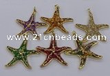 CGP3239 55*58mm starfish druzy agate pendants wholesale