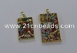 CGP3258 25*40mm - 30*50mm rectangle druzy agate pendants