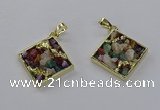 CGP3260 25*25mm diamond druzy agate pendants wholesale