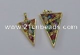 CGP3262 25*40mm - 30*50mm triangle druzy agate pendants wholesale