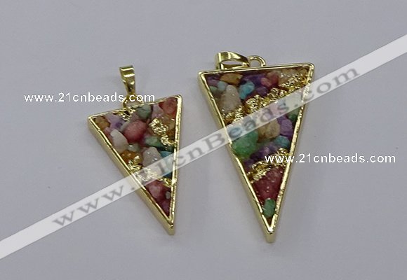 CGP3262 25*40mm - 30*50mm triangle druzy agate pendants wholesale