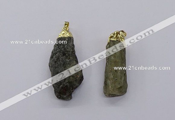 CGP3268 15*40mm - 20*55mm nuggets green kyanite pendants