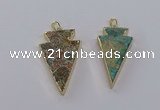 CGP3276 25*50mm - 30*55mm arrowhead ocean agate pendants