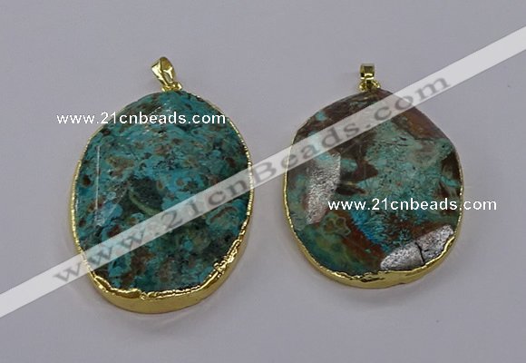 CGP3279 40*50mm - 40*55mm faceted oval ocean agate pendants