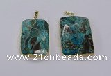 CGP3280 30*50mm - 35*55mm faceted rectangle ocean agate pendants