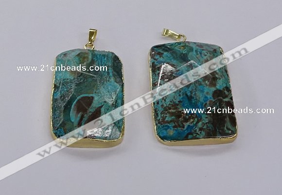 CGP3280 30*50mm - 35*55mm faceted rectangle ocean agate pendants