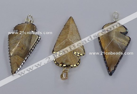 CGP3289 25*55mm - 28*55mm arrowhead agate pendants wholesale