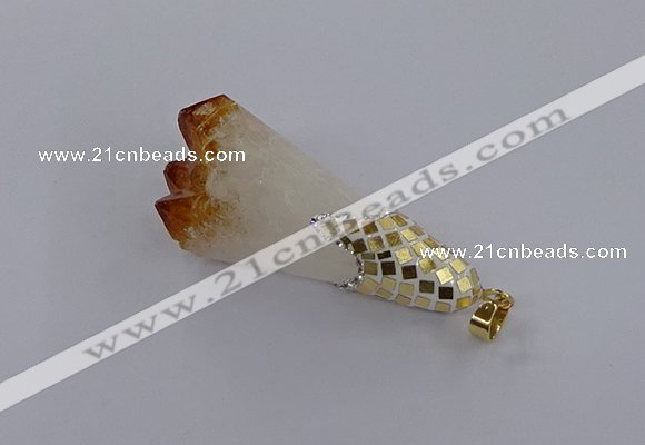 CGP3295 20*40mm - 25*45mm faceted freeform druzy citrine pendants