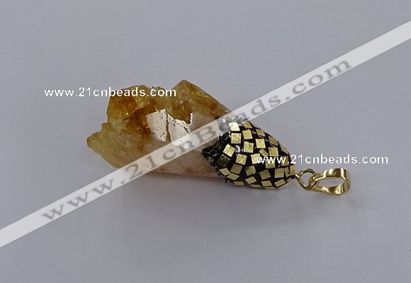 CGP3296 20*40mm - 25*45mm faceted freeform druzy citrine pendants