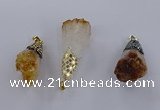 CGP3298 20*40mm - 25*45mm faceted freeform druzy citrine pendants