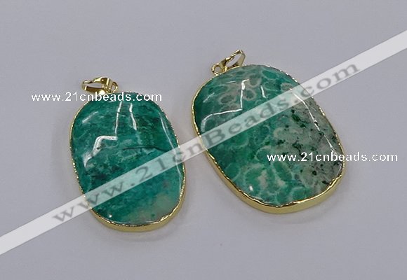 CGP3337 35*45mm - 35*50mm oval fossil coral pendants