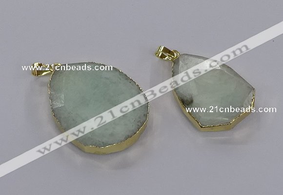 CGP3340 25*35mm - 30*40mm faceted freeform blue sponge quartz pendants