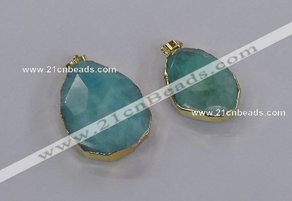 CGP3341 25*35mm - 30*40mm faceted freeform blue sponge quartz pendants