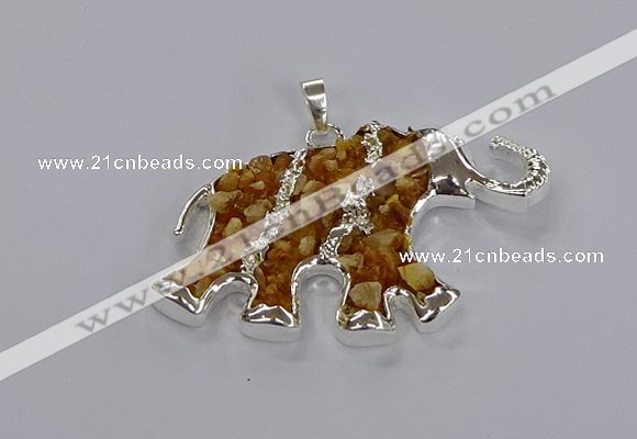 CGP3346 35*60mm elephant druzy agate pendants wholesale