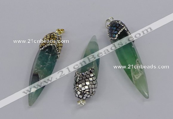 CGP3358 15*50mm - 16*65mm sticks fluorite gemstone pendants