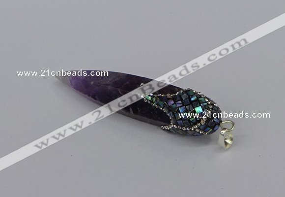 CGP3367 15*50mm - 16*65mm sticks amethyst gemstone pendants