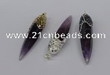 CGP3368 15*50mm - 16*65mm sticks amethyst gemstone pendants