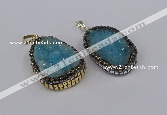 CGP3373 25*35mm - 30*40mm freeform druzy quartz pendants