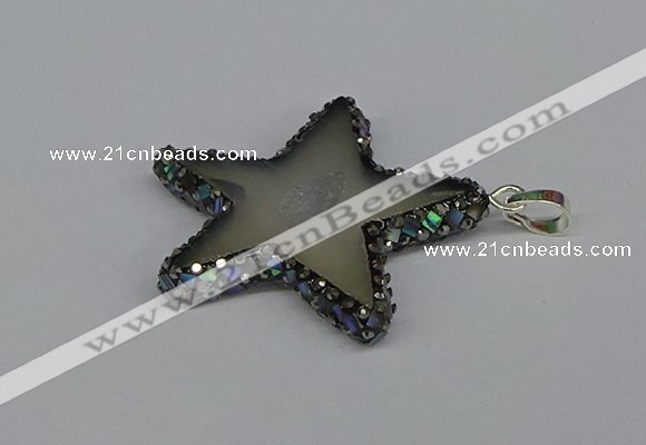 CGP3378 45*45mm star druzy agate pendants wholesale