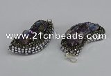 CGP3385 18*40mm - 22*45mm horn plated druzy amethyst pendants