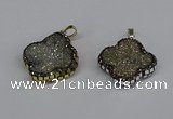 CGP3392 28*28mm - 30*30mm flower plated druzy agate pendants